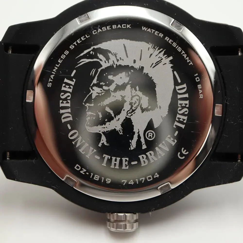 Diesel Armbar Black Mens 44mm Watch Iridescent Crystal DZ1819 w New Battery